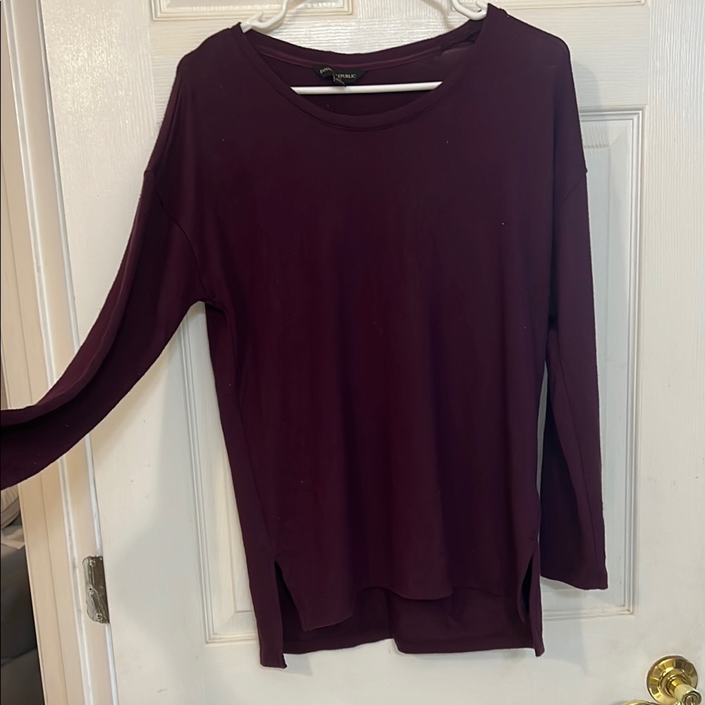 Banana Republic dark Purple Asymmetrical Long Sleeve Blouse
